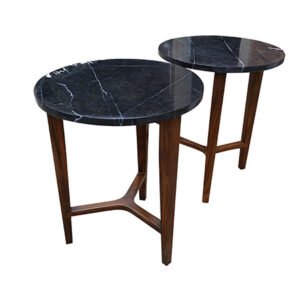 Mesa circular de mármol lateral