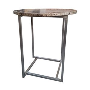 Mesa circular de mármol lateral